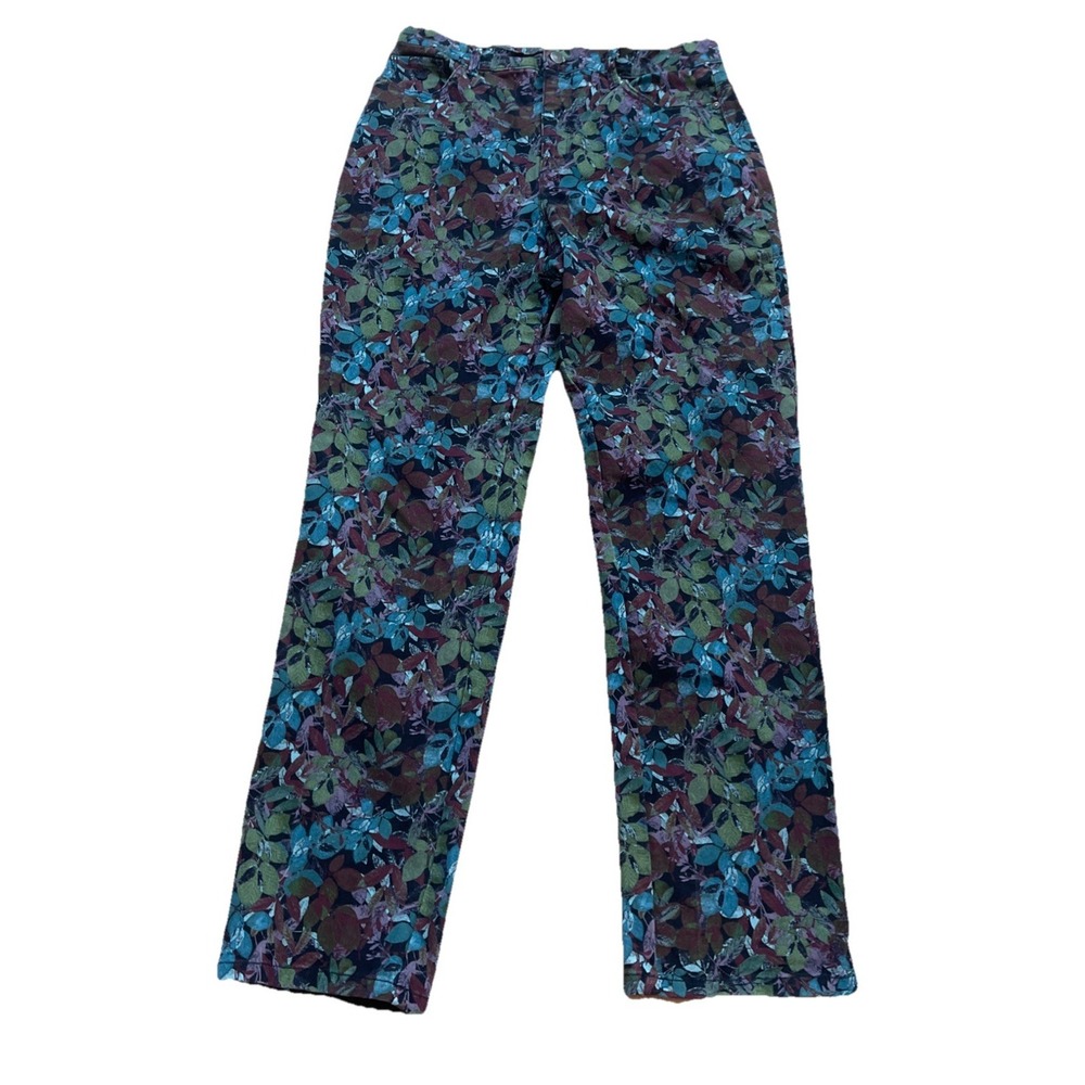 Gloria Vanderbilt Amanda‎ Denim Jeans Size 13 Average Straight Floral Print